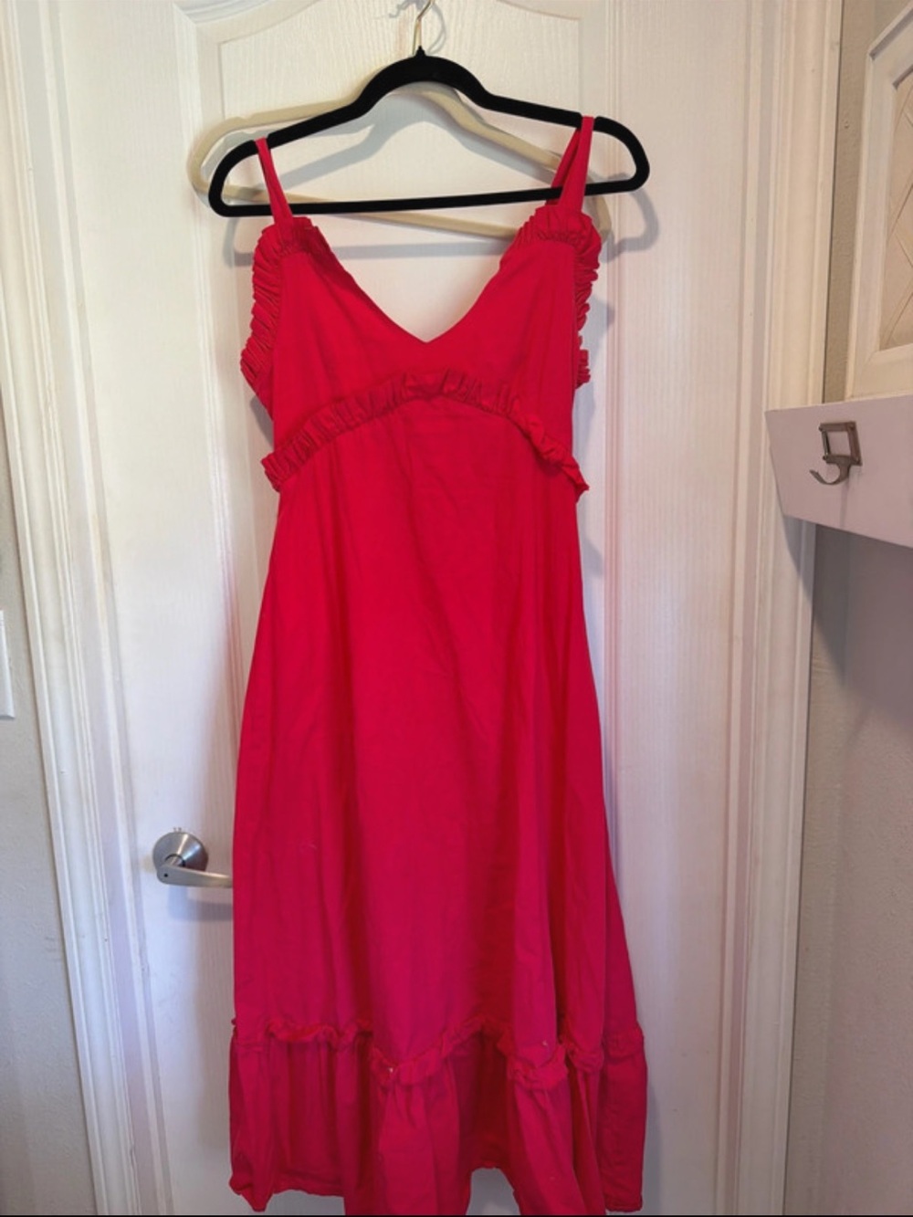 Women’s Red Ruffle-Trim V-Neck Sundress